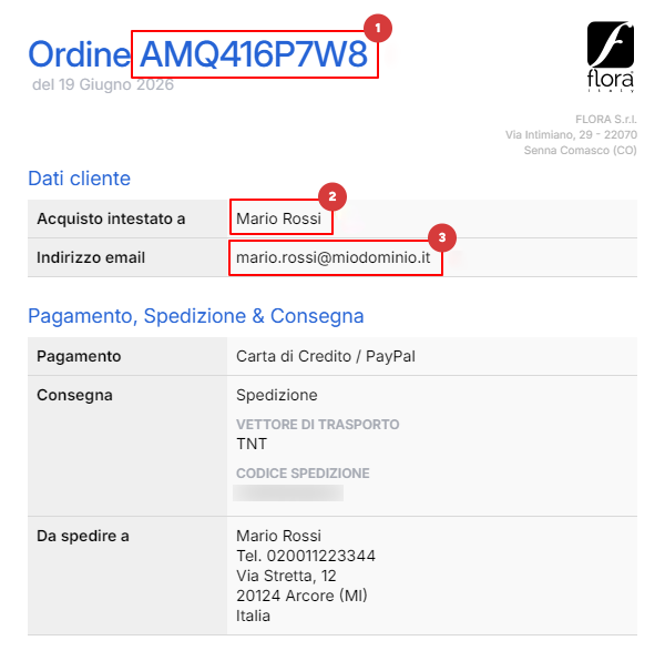 Demo Ordine Flora Shop